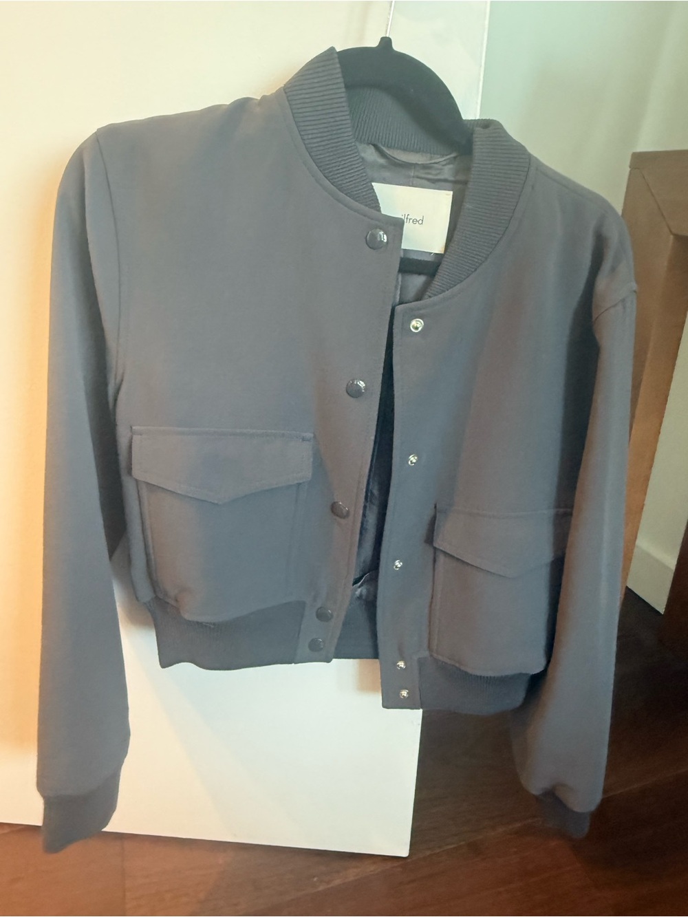 Wilfred Cropped Bomber Jacket in Slate Gray